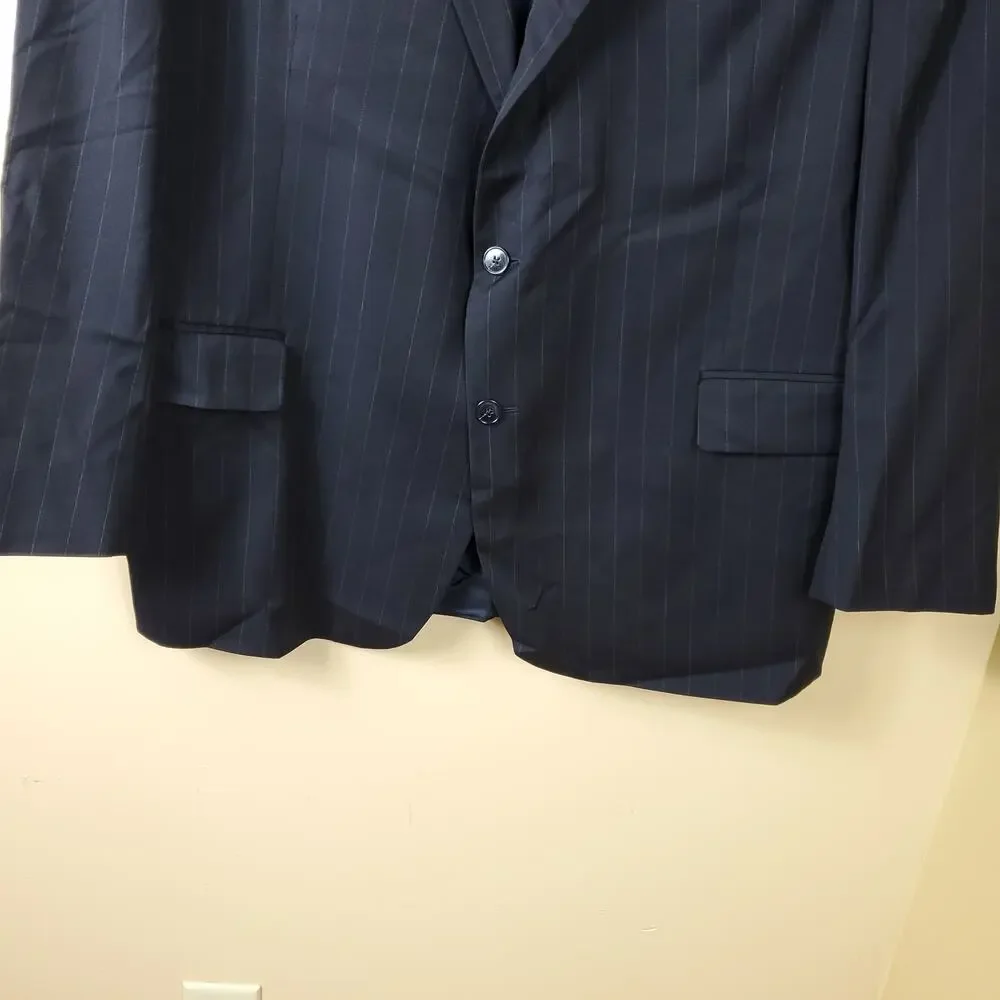 Jos A Bank Navy Pinstripe Wool Sport Coat Blazer Jacket in Navy Size 48R